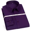 Male Long Sleeve Shirt Classic Solid Stretch Purple Red Casual Soft Pocketless Formal Office Work Menswear Non Iron Men Clothing 220322