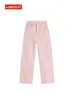 Розовые джинсы Женщины весна лето с высокой талией с твердым цветом повседневное простые свободные шляпы с прямыми брюками джинсовые брюки самки xxl L220726