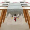 Nieuwe kerst eenvoudige en elegante sneeuwvloktafel Runner Santa Claus Snowman Tafellag Huisdecoratie