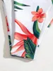 Women's Swimwear One Shoulder Swimsuit Women 2022 Plant Print Strings Belt Monokini Designer Sexy Bathing Suitswomen's