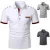 Men Polo Shirt krótkie rękawy Kontrast Color Ubranie Letnie streetwear Casual Fashion Tops W220409