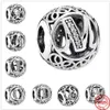 925 Sterling Silver Dangle Charm Metal Beads 26 Letters Beads Bead Fit Pandora Charms Bracelet Desy Sieraden Accessoires