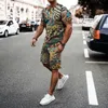 Men's Tracksuits Men's T-shirt Shorts Creative 3D Printed Pattern Men Clothes Outfits O-Neck Casual Athletic Sets Hip Hop Short-sleeve 2