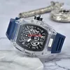 R Luxo de 3 pinos de quartzo relógio transparente Men Men Watch Automático Men Designer Wrist Hombre à prova d'água RELOJ