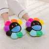 Moelleux dessin animé Suower câlin pantoufles hiver chaud en peluche chaussures d'intérieur fleur Kawaii plat mignon cadeau d'anniversaire J220704