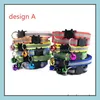 100 Designs Adjustable Pet Collars With Bell For Cat Dog Necklace Durable Neck Decoration Accessory Supplies Drop Delivery 2021 Leashes Ho