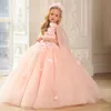 Bling con perline di cristallo Flower Girls Dresses per adolescenti Tulle Lunghezza Beach Girl Girls da festa Abito da festa Tulle Balli Abbiglia