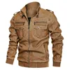 2022 Spring Autumn Mens Jacket Ny tvättad PU Casual Fashion Youth Motorcykelläder Large Loose Multi-Pocket L220725