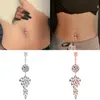 Mode Rose Guld / Silver Kirurgisk Rostfritt Stål Navel Piercing Crystal Leaf Belly Knapp Ringar För Kvinnor Body Smycken