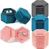 Hexagon Velvet Ring Box Double Ring Storage Case Holder Orecchini pendenti Confezioni di gioielli Scatole regalo per proposta di fidanzamento Cerimonia di nozze