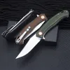 Special Offer R7104 Flipper Folding Knife D2 Stone Wash Drop Point Blade Flax Fiber with Stainless Steel Sheet Handle Ball Bearing Fast Open EDC Folder Knives