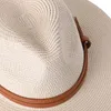Chapeaux à bord large printemps été pliable paille pour paille femme élégante ceinture en cuir visière panama cape femelle jazz simple extérieur soleil plage t2976721