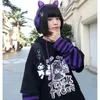 Damen Hoodies Sweatshirts Herbst Kawaii Kleidung Frauen Lolita Anime Cartoon Langarm Harajuku Egirl Kapuzenpullover Emo Grunge Tee T