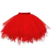 Tulle bröllopstillbehör Petticoat Short Slip Dress Red and White Tutu puffy kjol Rockabilly Crinoline för Girl4151886