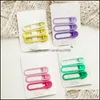 Hair Clips Barrettes Jewelry Candy Color Gradient Ramp Hollow Ellipse Triangle Women Alloy Plastic Edge Duck Dhzdc