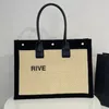 Women Rive Gauche Tote Beach Shopping Bag حقيبة يد قش قش من جلود أزياء أزياء بياضات سفر فاخرة كبيرة كتف كتف كتف