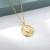 Pendentif Colliers Constellations Coin Pendentifs Collier Or Signe Du Zodiaque Bélier Lion Femmes Bijoux Douze Horoscope Clavicule CollierPendentif