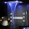 Most Complete Shower Set 6 Functions Luxurious Bath System Large Waterfall Dual Rain Misty Concealed Ceiling Showerhead Mas Drop Delivery 20