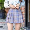 QRWR Faldas de verano para mujer, minifalda a cuadros de cintura alta coreana, falda plisada sexy para niñas escolares con cremallera 220511