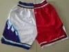 Nieuwe shorts 1997 De finale vintage basketbal shorts rits pocket rode en witte splite zojuist gedaan maat s-xxl team tandwielen