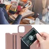 Hudkänsla med förpackningsläderfodral för iPhone 14 Pro Max Samsung A73 5G A13 4G Redmi Note 11s 11 Pro Xiaomi 12 12x ID -kortplats Holder Flip Cover Telefon Business Pouch