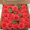 50pcs/box Party Decoration PE Rose Flowers gift box Imitation foam artificial flower For Wedding Home Decoration