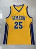 NA85 Top Caffice 1 Derrick 25 Rose Jersey Simeon High College Basketball Jerseys Blue Yellow 100%.