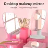 Led Makeup Mirror with LED Light Storage Vanity s Touch Screen Adjust 10X Magnifying Cosmetic s 220509