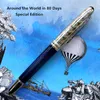 Begränsad utgåva runt om i världen i 80 dagar Rollerball Pen Ballpoint Pen Fountain Pennas Writing Office School Supplies Wth Serienummer