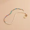 Pendant Necklaces Colorful Rainbow Seed Beaded Chain Imitation Pearl Choker Carved Coin Portrait JewelryPendant