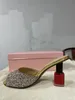 Cuir 2022 Sandales Nouvelle bouteille de vernis à ongles en peau de mouton Chunky High Talons pompes Femmes Slipper Tissu à paillettes d'été Open Toes Peep Toes Toes 34-43 Slip-On Party 57626