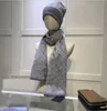 Designer cinza escuro Pashmina Mulheres mensagens de lenço de malha define chapéus quentes de inverno e lenços de gorro para homens com caixa llkk