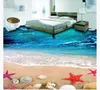 Custom photo flooring wallpaper 3d Wall Stickers Modern Seaside Beach Sea Wave Shell Living Room 3D Floor Painting walls papers home decoration