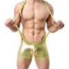 Corpo masculino Shapers Sexy Men's Patent Cathysuit de couro estriado One Piece Roupa gay Jockstrap Wrestling Singlets Jumpsuit Catsui