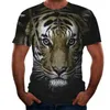 Animale stampa 3D Mens T-shirt manica corta Allentati Casual Tiger Pattern Top Casual New Wolf Dog Adolescenti Abbigliamento