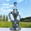 9.3 Inch Blue Twin Chambers Hookah Glass Bong Dabber Rig Recycler Pipes Water Bongs Smoke Pipe with 14mm Female Joint