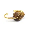 Wholesale Healing Tiger Eye Bracelet Charm Tree of Life Wire Wrapped Natural Gemstone Bangle Women Men Jewelry