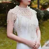 Wraps Jackets G42 Bridal Cape Pearl Cover Top For Bride Sexy Ladies Shawl Pearls Pärlade Tassel Wedding Sleeves Lossningsbara vita Capraps