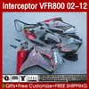 Carenados para HONDA Interceptor VFR800 VFR 800 Red Flames RR CC 800RR VFR800RR 02 03 04 05 06 07 Cuerpo 129No.81 800CC 2002 2008 2009 2010 2011 2012 VFR-800 02-12 Carrocería