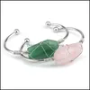 Bedelarmbanden sieradendraad wrap natuursteen hexahedron armband amethist aventurine roze kristalbangle voor wo dhdj2