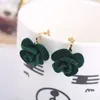 Clip-on & Screw Back Style Fashion Handmade Cloth Rose Flower Shape Clip On Earrings Wihtout Peircing For Women Party Wedding Charm