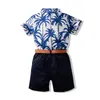 1-6Y Infant Baby Boys Summer Outfit Set Hawaiian Style Short Sleeve Button Down Shirt + Pants Waist Band Suits 220326