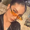 Sunglasses Luxury Rimless Oversized Women Brand Designer One Piece Lens Fashion Sun Glasses Gradient Large Eyewear Big Shades