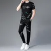 Chándales para hombres Camiseta de alta calidad para hombres Conjuntos de 2 piezas Chándal Impresión Mangas cortas Pantalones Jersey Ropa deportiva Traje Conjunto de traje casualMen'