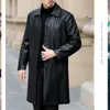 Gabardinas para hombres Abrigos de cuero Casaco Masculino XLong Chaquetas Moda Ropa exterior Jaqueta Masculina 220826