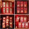 Present Wrap 4/6pcs 2022 år Röda kuvert Väskor Cartoon Tiger Hongbao Spring Festival Money Pockets Wedding Lucket Packets Gifts To KidsGift