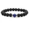 Beaded Strands 8MM Natural Lava Stone Beads Healing Balance Chakra Charm Bracelet Bead Tibetan Buddha Prayer For Women Men Lars22