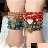 Charm Bracelets Jewelry Fashion Bohemian Bead Bracelet For Women Girls Mtilayer Stretch Set Heart Dhq7L