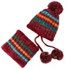 Bérets pièces ensemble hiver chapeau écharpe pour femmes Plus velours pompon bonnets tricoté femme épais et ensemblebérets
