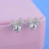 Stud Fashion 925 boucles d'oreilles en argent sterling pour les femmes fête tempérament doux cristal clair papillon boucle d'oreille bijoux cadeauxStud Moni22